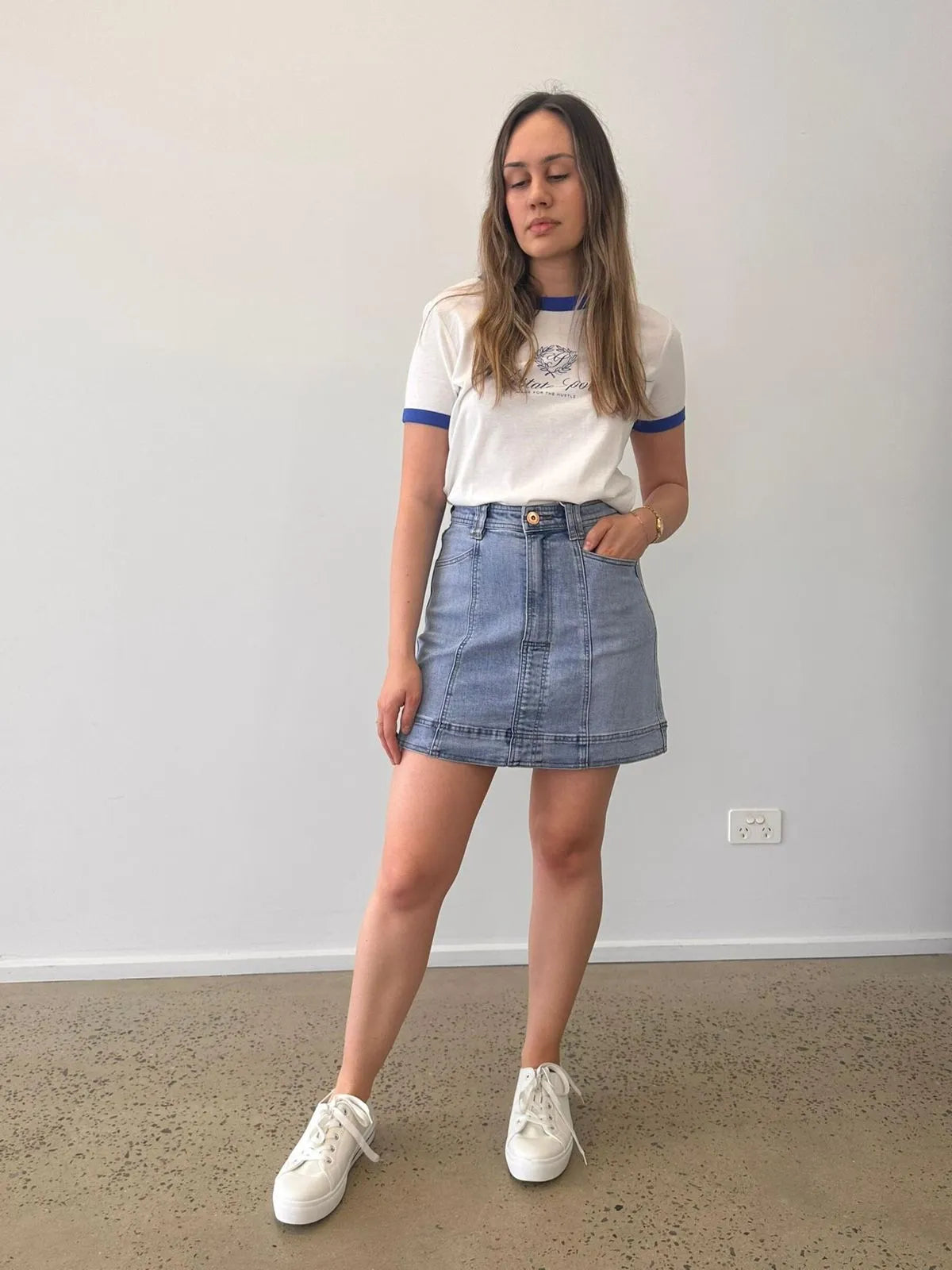 Wakee Denim - A-line Light Blue Denim Skirt
