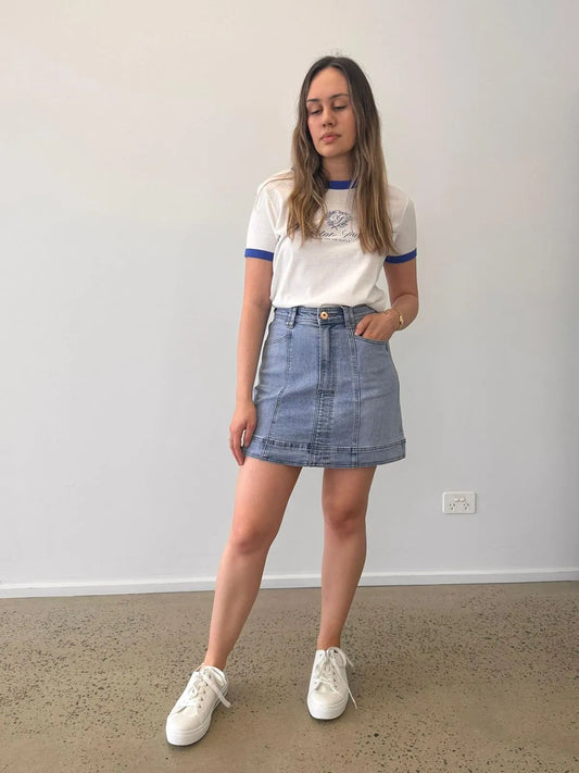Wakee Denim - A-line Light Blue Denim Skirt