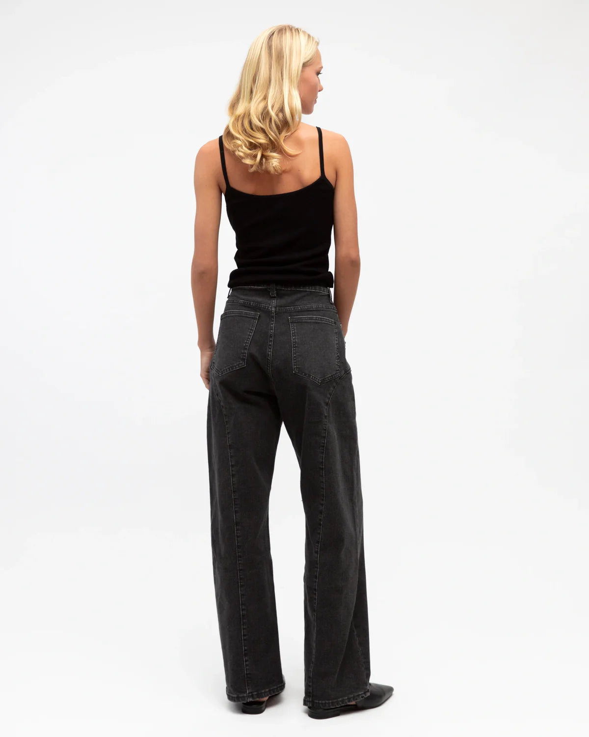 Paper Heart Contrasting Stud Denim Pants Charcoal